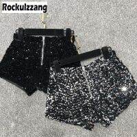 【CC】 Sequin Short Up Elastic Waist Hotpant Sequined Shorts Clothing summer 2023 free shipping y2k booty grunge