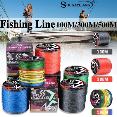 Sougayilang Braided Line 4X 100/300m 5 Colors All for Fishing Line Max Drag 66LB Multifilament PE Line for Saltwater Sea Fishing