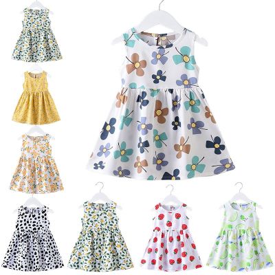 Baby Girls Summer Dress Sleeveless Cute Print Childrens Dresses Cotton Kids Party Sundress Clothes Toddler Girl Fashion Skirts