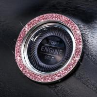 ‘；。【； One Car Key Start Button Decoration Ring Diamond Rhinestone Circle Engine One Click Start Stop Switch Ring Interior Parts SUV