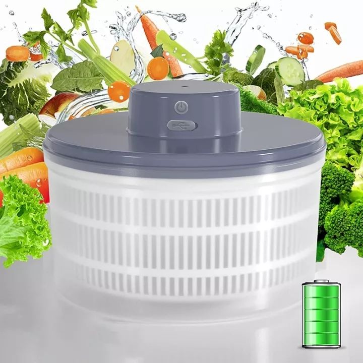 Electric Salad Spinner Food Strainers Salad Making Tool Automatic  Multifunctional Vegetable Salad E