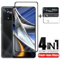 4-In-1สำหรับ Xiaomi Poco X4 Pro 5G แก้วสำหรับ Poco X4 Pro กระจกเทมเปอร์ปกป้องหน้าจอสำหรับเต็มรูปแบบ M3 M4 X3 X4เลนส์มืออาชีพแก้ว