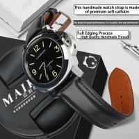 MAIKES Hot Sale 1pc Fashion Men Women 18mm 20mm 22mm 24mm Cowhide Leather Strap Black Business Watch Band Universal