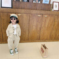 Korean style boys girls fashion clothes sets solid color loose short jacket + bloomers 2pcs suits