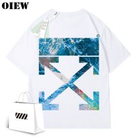 ♙เสื้อยืดแขนสั้น Ow Arrow สำหรับผู้ชายและผู้หญิง,เสื้อยืดพิมพ์ลายคุณภาพสูงบริสุทธิ์ผ้าฝ้ายหลวมสีขาวแฟชั่นเป็นคู่แบรนด์ที่กำลังเป็นที่นิยม