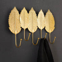 Nordic Home Decoration Metal Hooks 5pcs Golden Leaf Model Minimalist Wall Key Holder Wall Decoration Hooks for Hanging Gifts