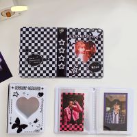 INS Black White Photocard Holder Simple Plaid Photo Album 3 Inch Idol Photos Collect Book 40 Pockets Mini Instax Photos Album