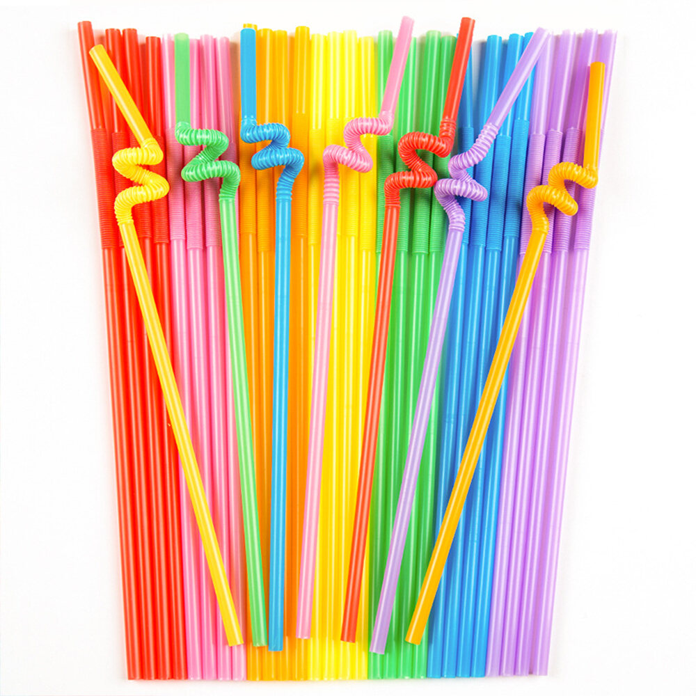 100Pcs Bendable Diy Satu Off Rintangan Suhu Tinggi Warna Seni Jerami Berwarna-Lenturan Jerami
