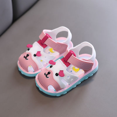 Kids Baby Sandals Cartoon Bear Shoes 0-2Yrs Boy Girls Soft Rubber Flat Sandal Beach Shoes