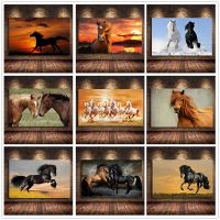 Seven Running Horses ภาพวาดผ้าใบ Art สัตว์ภาพตกแต่งผนังสำหรับห้องนั่งเล่น Home Cuadros