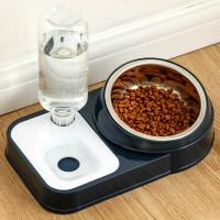 Cat Bowl Automatic Feeder for Cat Food Water Bowl Water Fountain Cats Double Bowl Anti-splash Drinker for Cat Stand Dish Bowl