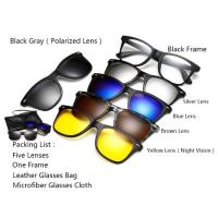 （A VOGUE）✣❍ 6 In 1 Magnetic Sun Glasses Clip On Polarized Len Sunglasses