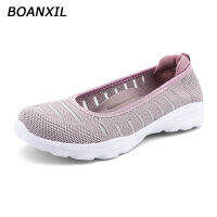 BOANXIL  Womens Flying Knitting Foot Walking Shoes Summer Non-Slip Breathable Comfortable Casual Womens Shallow Shoes