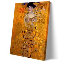 กุสตาฟ Klimt ศิลปะบนผนัง,ภาพเหมือนของ Adele Bloch Bauer I By Gustav Klimt ผ้าใบภาพพิมพ์จิ๊กเคล่โปสเตอร์ศิลปะศิลปะบนผนัง,12X15นิ้วกรอบพร้อมที่จะแขวน,Gustav Klimt Nouveau ศิลปะบนผนังสำหรับห้องนั่งเล่นห้องนอนเครื่องตกแต่งฝาผนังห้องน้ำ