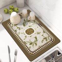 【CC】♤  Print Drain Super Absorbent Dish Drying  Machine Rugs Tableware Dinnerware Placemat