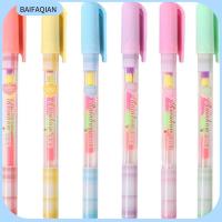 BAIFAQIAN 6Pcs พลาสติกสำหรับตกแต่ง ปากกาทำเครื่องหมายปลายสิ่ว สีสำหรับตกแต่ง ปากกาเน้นข้อความที่สวยงาม สวยดีครับ ออฟฟิศสำหรับทำงาน