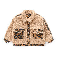 Leopard Fur Woolen Coats for Girls Age 2 4 5 6 7 8 Year Childrens Jackets Lambs Wool Coats Kids Fleece Outerwear Girls Clothing