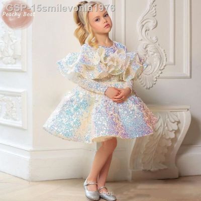 ◎♚15smilevonla1976 Vestido De Lantejoulas Princesa Para Recém-Nascido Vestido Babado Criança Infantil Festa Casbling Vestidos Aniversário Roupas Bebê 12M-12Y