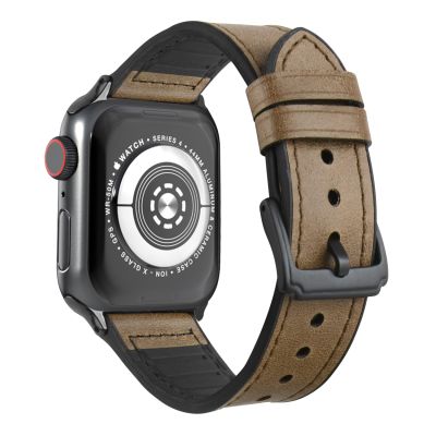 □┋ Kompatybilny z Apple Watch Band 49mm odporny na pot skórzany i gumowy pasek hybrydowy iWatch Series Ultra 8 7 6 5 4 3 2 1 SE