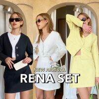 NEW ARRIVALS ? RENA SET ? ชุดเซ็ทผ้าทวีต ทอมาอย่างดี คัดติ้งปัง ทีมช่างตั้งใจกันสุดๆ ตัวเสื้อคลุมแขนยาว กระโปรงเอวสูง