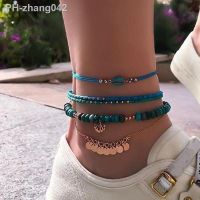 docona 4pcs Boho Shell Beaded Anklet Set for Women Multilayer Adjustable Sequin Pendant Foot Chains Beach Jewelry Tobillera 8792