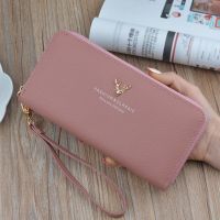 Womens Wallet Long Metal Deer Head Female Large Capacity Zipper Coin Purses Ladies Pu Leather Clutch Card Holder Money Clip Wallets