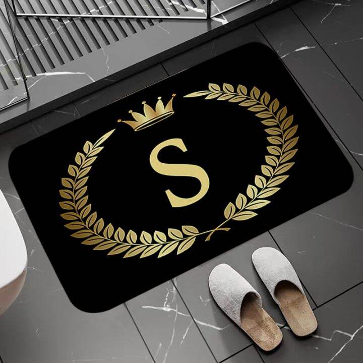 black-golden-crown-letter-floor-mats-non-slip-kitchen-rug-doormat-entrance-door-home-welcome-carpet-washable-absorbent-bath-mat