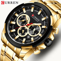 CURREN Men’s Watches Top nd Big Sport Watch Luxury Men Military Steel Quartz Wrist Watches Chronograph Gold Design Male Clock