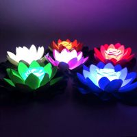 Artificial Light LED Colorful Lotus Waterproof Fake Pond Flowers Lotus Leaf Lily Water Lantern Festival Decoration Light New