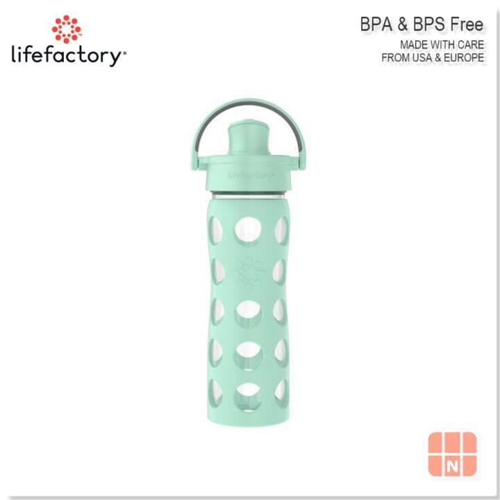 16oz Glass Water Bottle with Silicone Sleeve and Active Cap