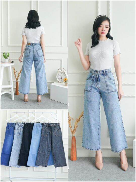 [DOA AMA ]celana kulot jeans wanita terbaru korean model Kobe//CELANA