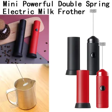 Powerful Double Spring Whisk Electric Milk Frother Kitchen Mixer Hand Milk  Foamer