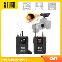 XTUGA UHF ไมโครโฟนลาวาเลียร์ไร้สาย / ปก CM7 / CM8 สัมภาษณ์ / ไมโครโฟนกล้องในตัวแจ็คตรวจสอบหูฟังพร้อมช่องเลือกได้ 30 ช่องถึงช่วง 164 ฟุตสําหรับกล้อง DSLR / DV / กล้องวิดีโอ / บันทึกเสียง