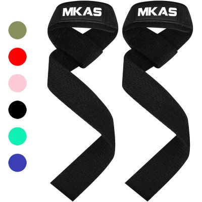 MKAS ชุดออกกำลังกายสายรัดสำหรับออกกำลังกาย1คู่ที่หุ้มมือกันลื่นสำหรับฝึกยกน้ำหนักยกสายรัดข้อมือ