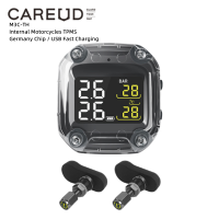 CAREUD รถจักรยานยนต์ภายในแบบไร้สาย M3C-TH รถจักรยานยนต์ TPMS ยางรถจักรยานยนต์ความดันเครื่องวัดความดันลมยางหน้าจอแอลซีดีแบบดิจิตอล