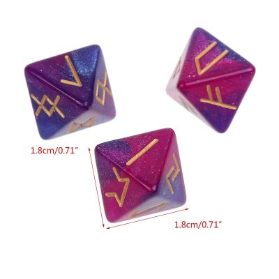 ：《》{“】= 3 Pcs 8-Sided Rune Dice Polyhedral Dice Acrylic Astrological Dice Board Game Dice Constellation Divination Accessory