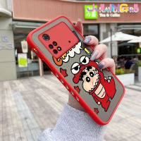 Jlingji เคสสำหรับ Xiaomi Poco X4 Pro 5G Poco M4 Pro Poco C40การ์ตูนดินสอสี Shin-Chan มีน้ำค้างแข็งโปร่งใสแข็งด้านข้างลายขอบสี่เหลี่ยมกล้องปลอกซิลิโคนเคสนิ่มป้องกันการกระแทก