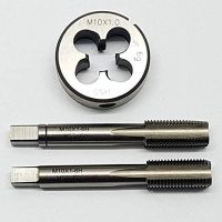 M10 x 1.00 Fine Thread Male Tap Tool Set Straight Grooved Wire Tap Round Die Hand Tool Accessories