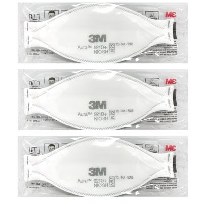 3M (x3ชิ้น) Aura 9210+ หน้ากากป้องกันฝุ่น ละออง ฟูมโลหะ N95