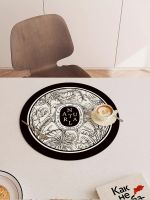 High-end MUJI black and white retro leather absorbent coasters diatom mud insulated placemats light luxury and high-end sense bowl mats coffee mats tea cups