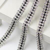 ][[ 5Yards 3 Rows 8.35Mm Rhinestones Chain White AB Cup Chain Crystal For DIY Rhinestone Sew On Cloth Stones Ornament Accessories