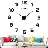 ZZOOI Large Wall Clock for Living Room Decor Frameless DIY Wall Clock Modern 3D Wall Clock with Mirror Numbers Stickers for Home Decor