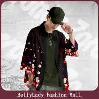 BellyLady เสื้อลำลองในฤดูร้อนแบบแฟชั่นผู้หญิงผู้ชาย,เสื้อเชิ้ตแขนสามส่วนลำลองหลวมเสื้อคาร์ดิแกน Kimono ญี่ปุ่น