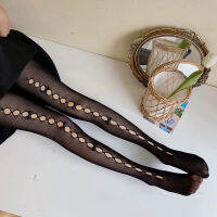 Lolita Lace ถุงน่องผู้หญิงบาง HollowTights Pantyhose Bowknot ถุงน่องไนลอนหญิงโปร่งใส High Thigh Dress Calcetine