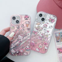 เคสโทรศัพท์นิ่มรูปการ์ตูนน่ารักน้ำกระเพื่อมเลเซอร์สำหรับ iPhone 14 13 12 11 Pro Max XS XR X 8 7 Plus + SE 2020เคสกันกระแทกเคสใส่โทรศัพท์สร้างสรรค์กันกระแทก