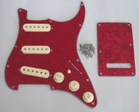 KAISH Red Pearl ST SSS Pickguard with Aged White Pickup Covers Knobs Tip