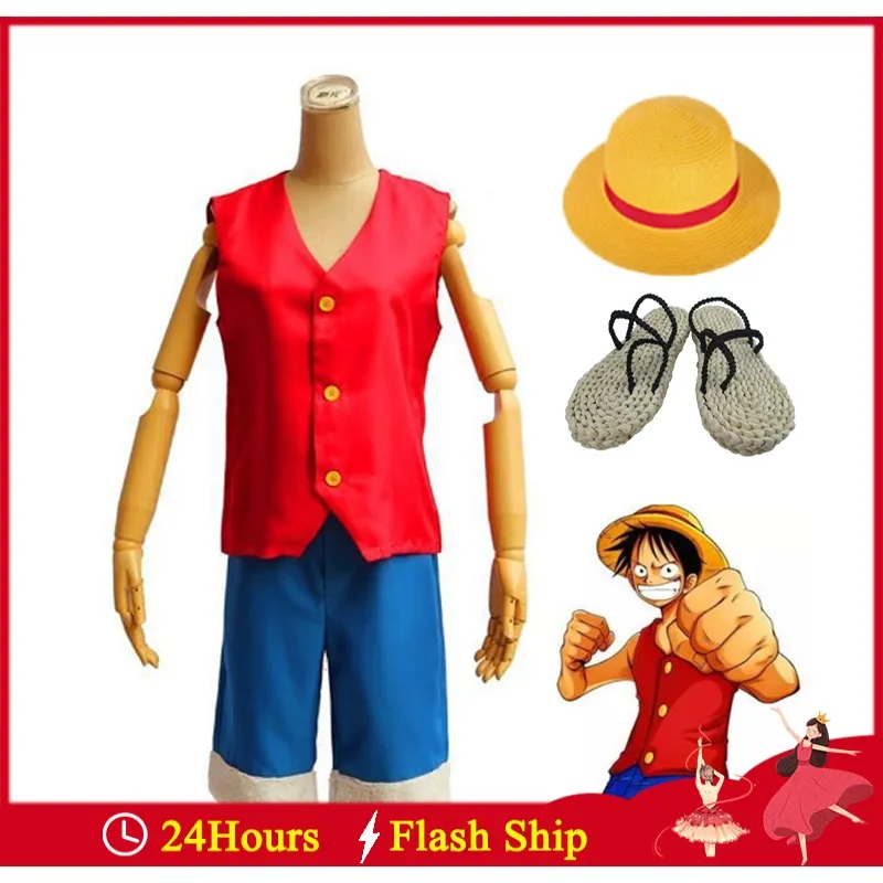 Roupa De Menino Cosplay Anime Kit Fantasia One Piece Luffy