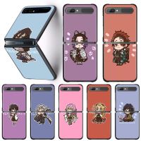 【cw】 Demon Slayer Kimetsu No Yaiba CellPhone Case For Samsung Galaxy Z Flip3 5G Z Flip 3 z flip Cover PC Shell Black Caso Hard Capa