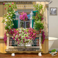 Bathroom Decoration Waterproof Shower Curtain Polyester Home Decoration Curtain 3D Street Window Flower Landscape Printed