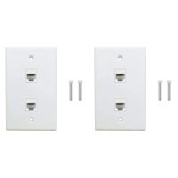 2 Port Ethernet Wall Plate, Cat6 Female to Female Wall Jack RJ45 Keystone Inline Coupler Wall Outlet, White